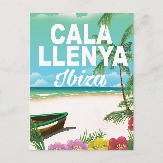 cala llenya ibiza beach travel poster postcard (Front)