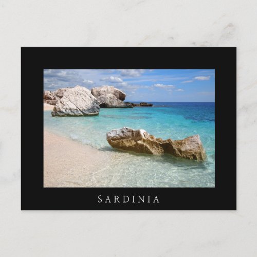 Cala Mariolu beach Sardinia black border postcard