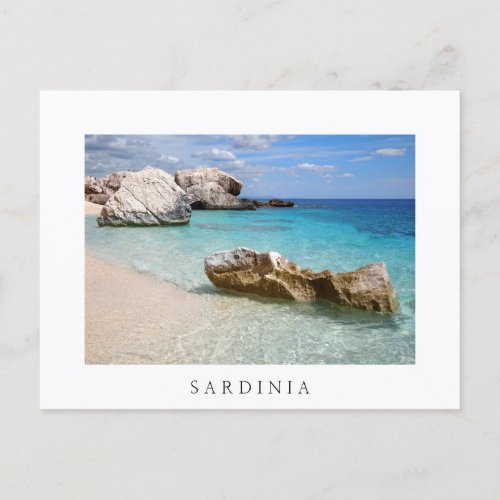 Cala Mariolu beach Sardinia white border postcard