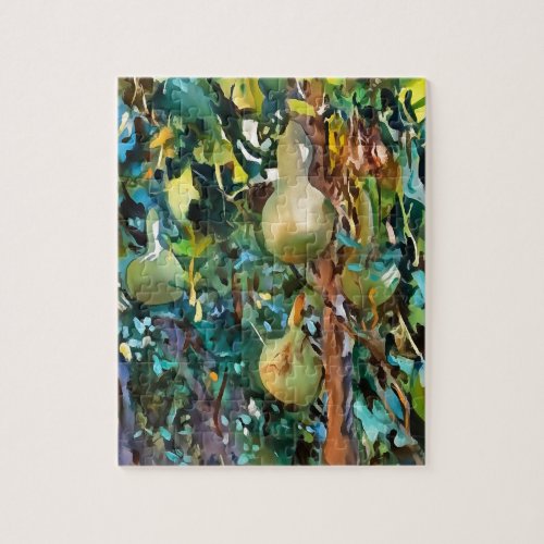 Calabash Tree Gourds In Autumn Acrylic Art Jigsaw Puzzle