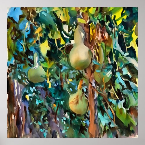 Calabash Tree Gourds In Autumn Acrylic Art Poster