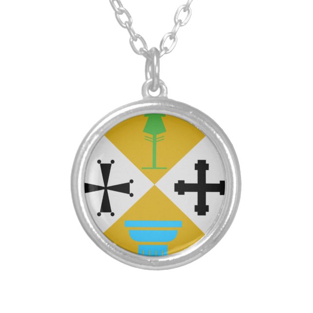 Calabria (Italy) Coat of Arms Silver Plated Necklace (Front)