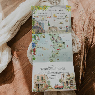 Calabria Italy Mediterranean Itinerary Map Tri-Fold Invitation