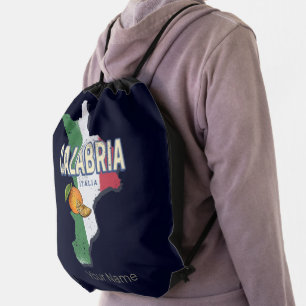 Calabria Italy Retro Region Map Vintage Souvenir Drawstring Bag