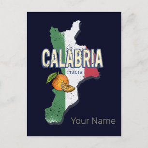 Calabria Italy Retro Region Map Vintage Souvenir Holiday Postcard