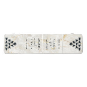 Calacatta Gold Couple Names with Wedding Date Beer Pong Table