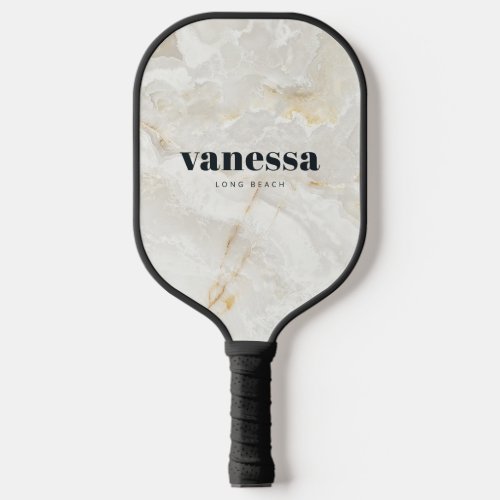 Calacatta Gold Marble Minimal Modern Classic Name Pickleball Paddle