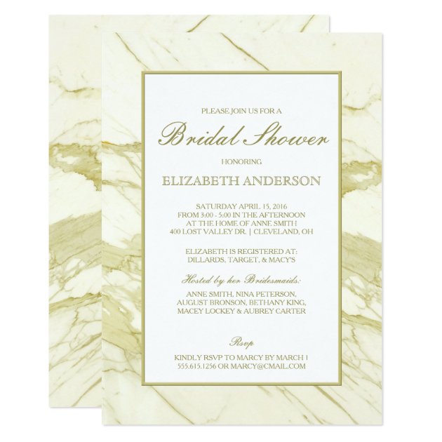 Calacatta Marble Gold | Elegant Bridal Shower Invitation
