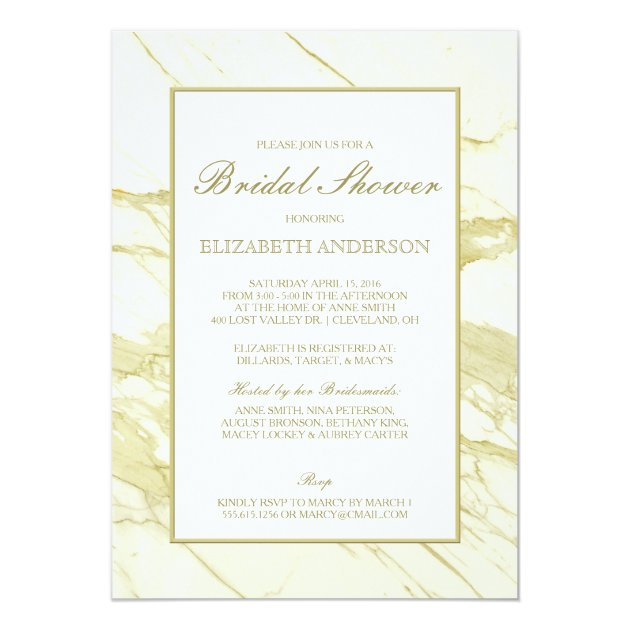 Calacatta Marble Gold | Elegant Bridal Shower Invitation