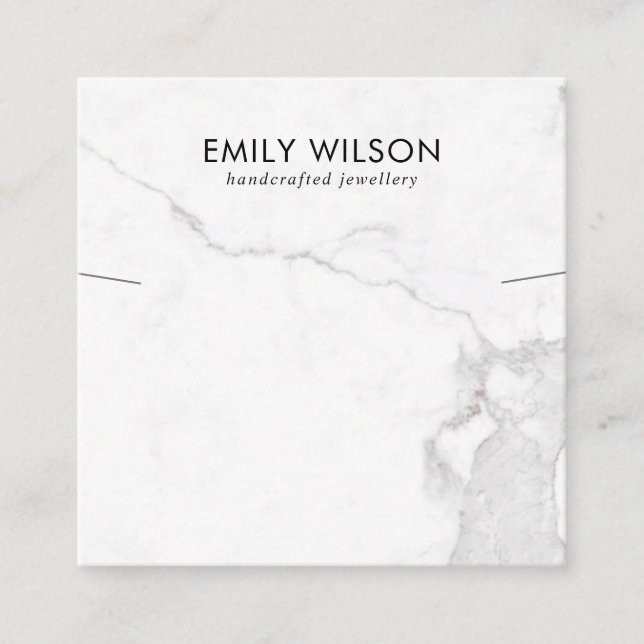 CALACATTA MARBLE TEXTURE NECKLACE BRACELET DISPLAY SQUARE BUSINESS CARD (Front)