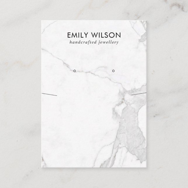 CALACATTA MARBLE TEXTURE NECKLACE EARRING DISPLAY BUSINESS CARD (Front)