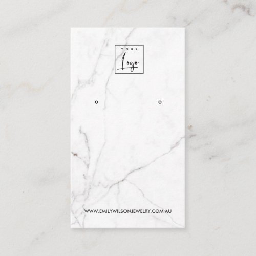 CALACATTA MARBLE TEXTURE STUD EARRING DISPLAY BUSINESS CARD