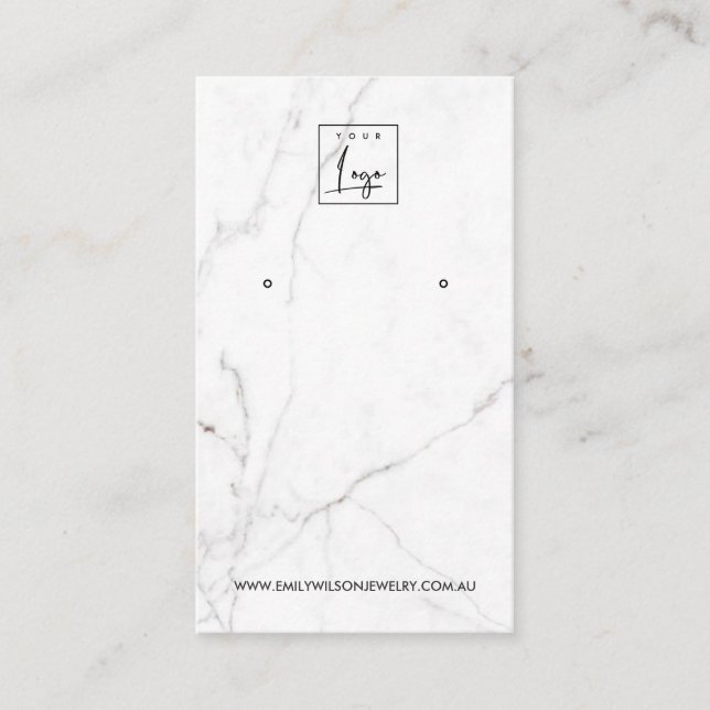 CALACATTA MARBLE TEXTURE STUD EARRING DISPLAY BUSINESS CARD (Front)