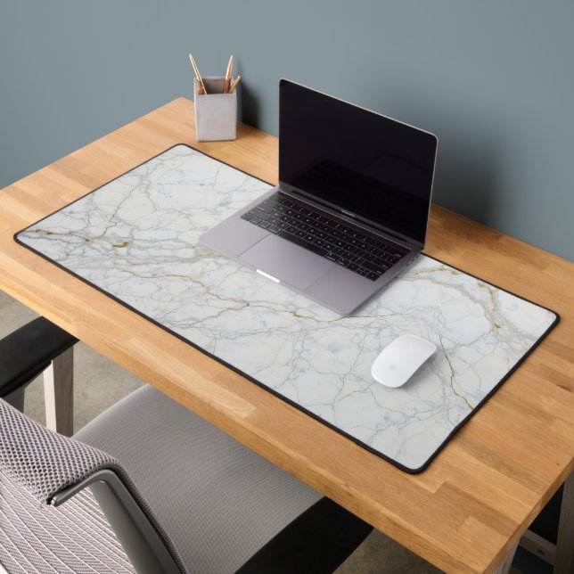 Calacatta Marble Texture — Top-Down View Desk Mat (Office 2)