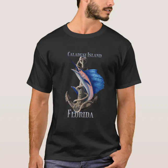 Zazzle Caladesi Island Florida Swordfish Marlin Ocean FIS T-Shirt, Men's, Size: Adult S, Black