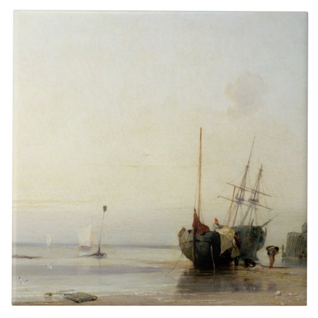 Calais Pier, c.1823-24 (oil on panel) Ceramic Tile (Front)