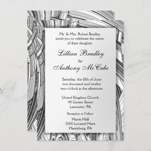 Calamity Black and White Wedding Invitation