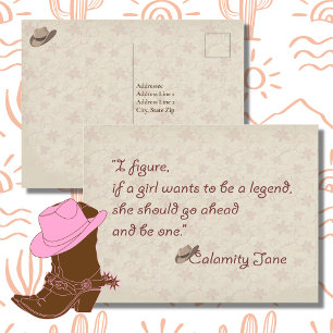 Calamity Jane, Be a Legend Inspirational Quote Postcard