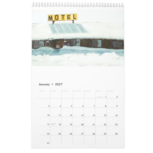 Calander of random paintings by Jeanine Leclaire Calendar (Jan 2027)