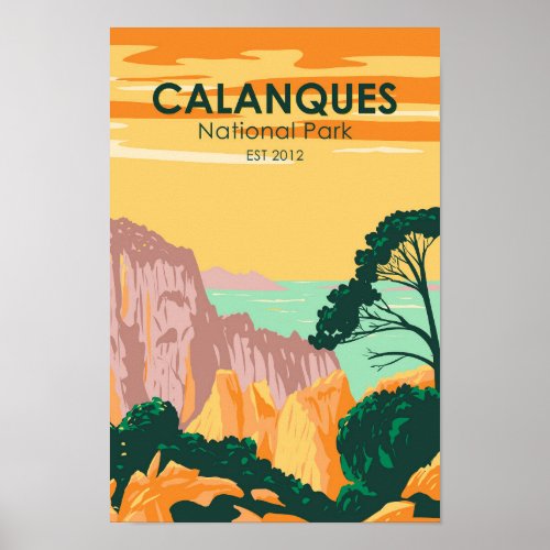 Calanques National Park France Vintage Poster