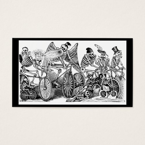 Calavera Bicyclists circa late 1800's Mexico Business Card Template