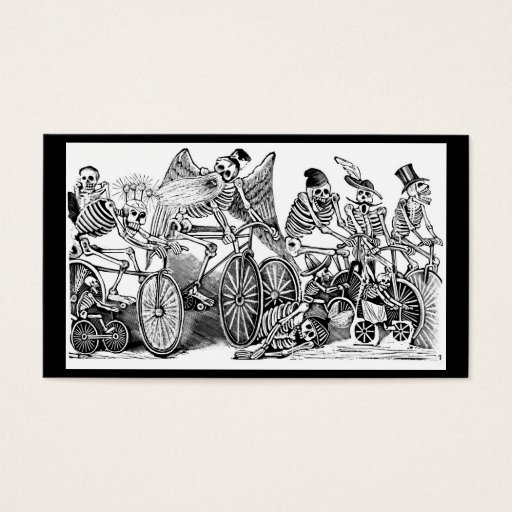 Customizable Calavera Bicyclists circa late 1800's Mexico Business Card Template