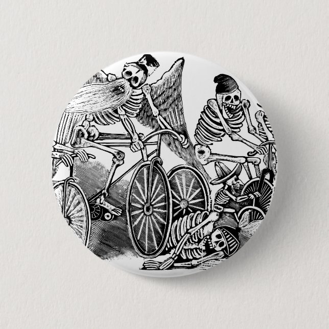 Calavera Bicyclists circa late 1800's Mexico Button (Front)