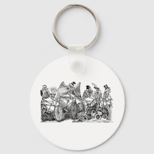 Calavera Bicyclists circa late 1800's Mexico Keychain