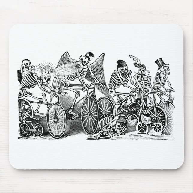 Calavera Bicyclists circa late 1800's Mexico Mouse Pad (Front)