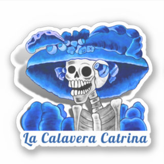 Calavera Blue Dia De Los Muertos Sticker