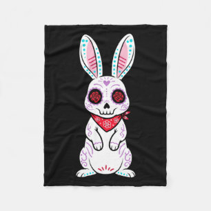 Calavera Bunny Rabbit Sugar Skull Day Of The Fleece Blanket