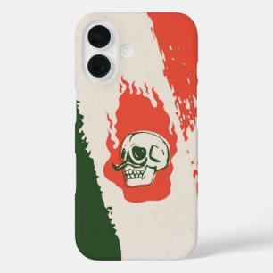 Calavera Caliente – Flaming Skull with Mustache iPhone 16 Case