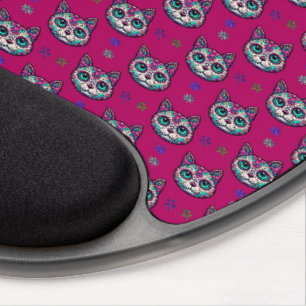 Calavera Cat Art Pattern Gel Mouse Pad