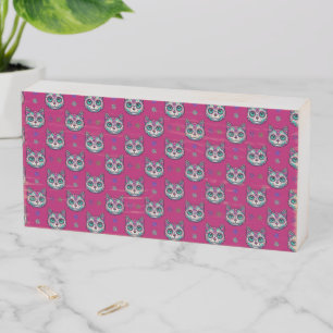 Calavera Cat Art Pattern Wooden Box Sign