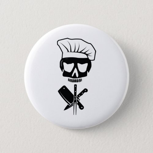 Calavera Chef Pirata Cocinero Cuchillos Button