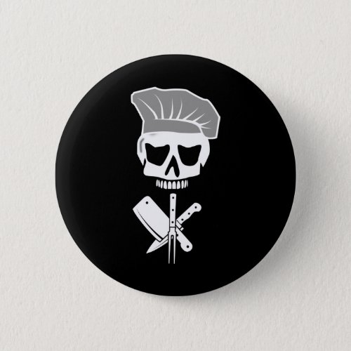 Calavera Chef Pirata Cocinero Cuchillos Button