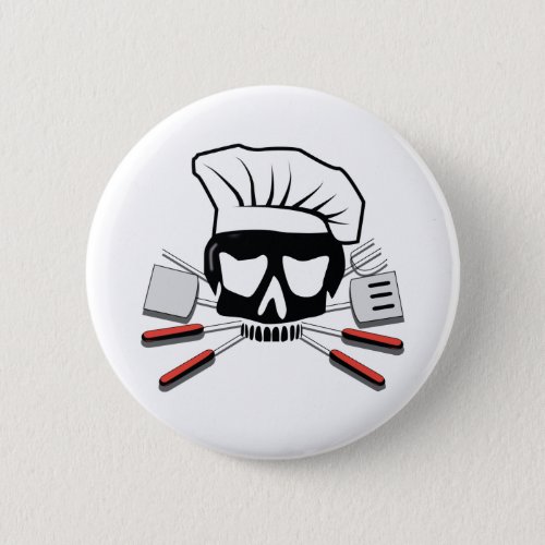 Calavera Chef Pirata con Utensilios BBQ Button