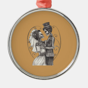 Calavera Day of the Dead Drawing Bridegroom Metal Ornament