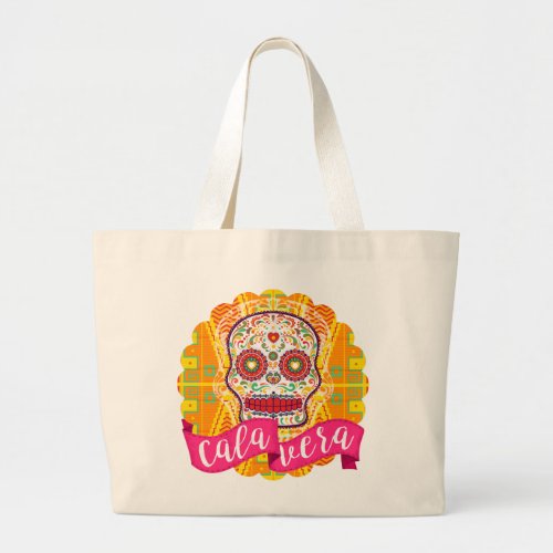 Calavera Day of the Dead Mexican Sugar Skull Large Tote Bag