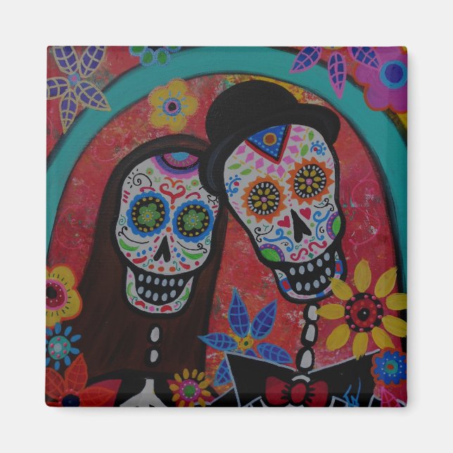 Calavera Day of the Dead Wedding Magnet (Front)