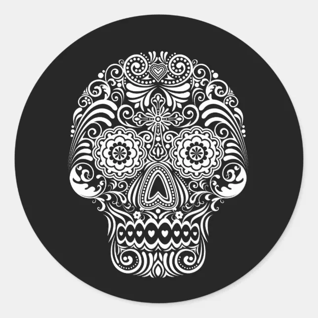 Calabera Sticker Calavera de los Muertos 7 Classic Round Sticker | Zazzle