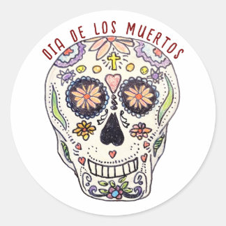 Calavera Dia De Los Muertos Classic Round Sticker