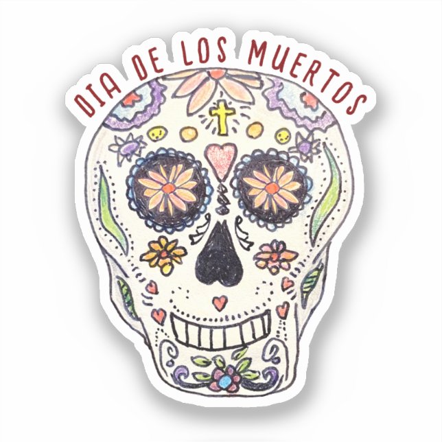 Calavera Dia De Los Muertos Sticker (Front)