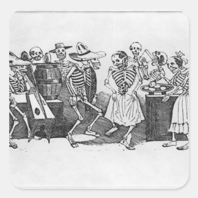 Calavera du jarabe d'outretombe' square sticker (Front)