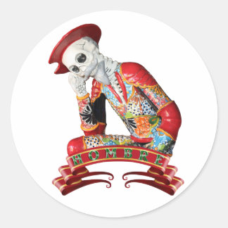Calavera Hombre Classic Round Sticker