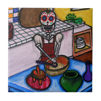 CALAVERA LA COCINERA LA JEFA PAINTING CERAMIC TILE