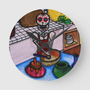 CALAVERA LA COCINERA LA JEFA PAINTING ROUND CLOCK