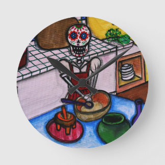 CALAVERA LA COCINERA LA JEFA PAINTING ROUND CLOCK