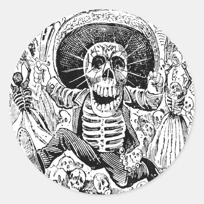 Calavera Oaxaquena By Jose Guadalupe Posada 1903 Classic Round Sticker Zazzle Com