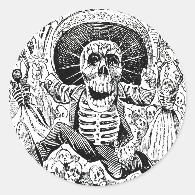 Calavera Oaxaqueña by José Guadalupe Posada 1903 Classic Round Sticker (Front)